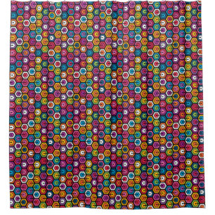 Colourful geometric pattern with hexagons shower curtain