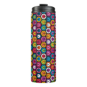 Colourful geometric pattern with hexagons thermal tumbler