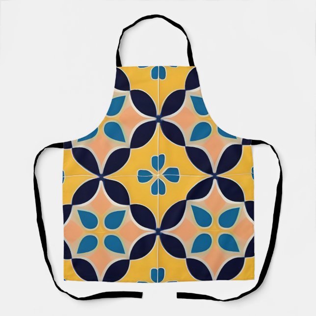 Colourful Geometric Pattern with Retro Tile Design Apron (Front)