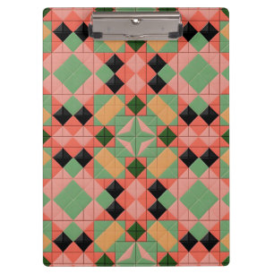 Colourful Geometric Pattern With Symmetrical Squar Clipboard