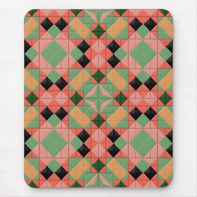 Colourful Geometric Pattern With Symmetrical Squar Mouse Pad (Front)
