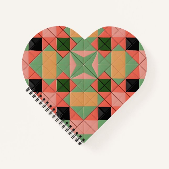 Colourful Geometric Pattern With Symmetrical Squar Notebook (Front)