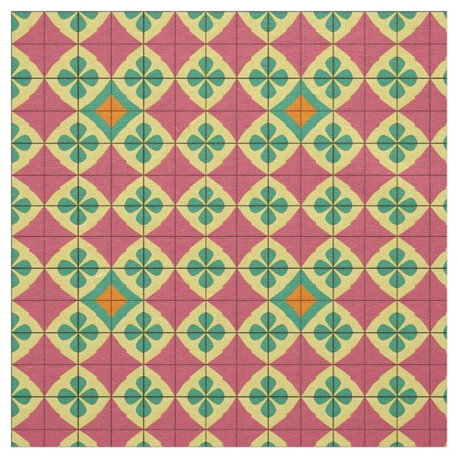 Colourful Geometric Pattern with Symmetrical Tile Fabric (Swatch)