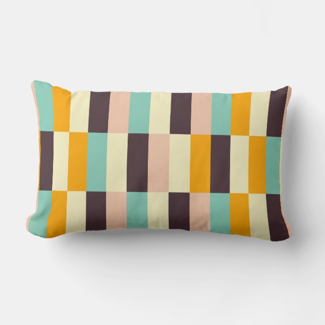 Colourful geometric pattern with vertical stripes  lumbar cushion (Front)