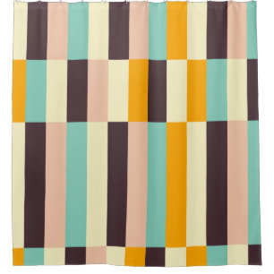 Colourful geometric pattern with vertical stripes shower curtain