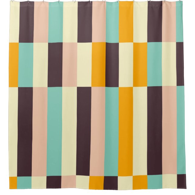 Colourful geometric pattern with vertical stripes  shower curtain (Front)