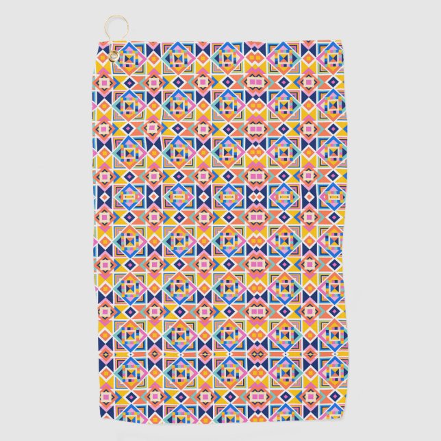 Colourful geometric patterned towels  (Front)