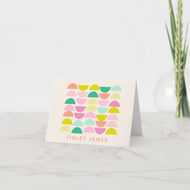 Colourful Geometric Personalised Stationery Name Thank You Card (Front)
