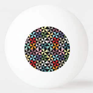 Colourful Geometric Pinwheel Black Ping Pong Ball