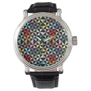 Colourful Geometric Pinwheel Black Watch