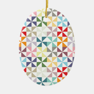 Colourful Geometric Pinwheel Ceramic Tree Decoration