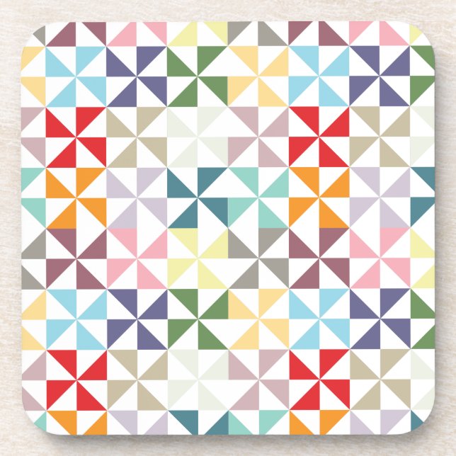 Colourful Geometric Pinwheel Coaster (Front)