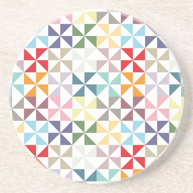 Colourful Geometric Pinwheel Coaster (Front)