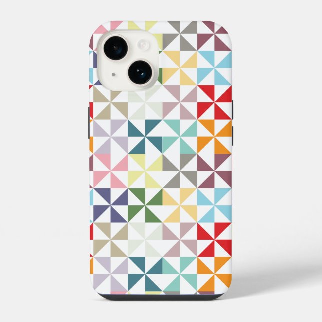 Colourful Geometric Pinwheel iPhone Case (Back)