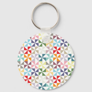 Colourful Geometric Pinwheel Key Ring