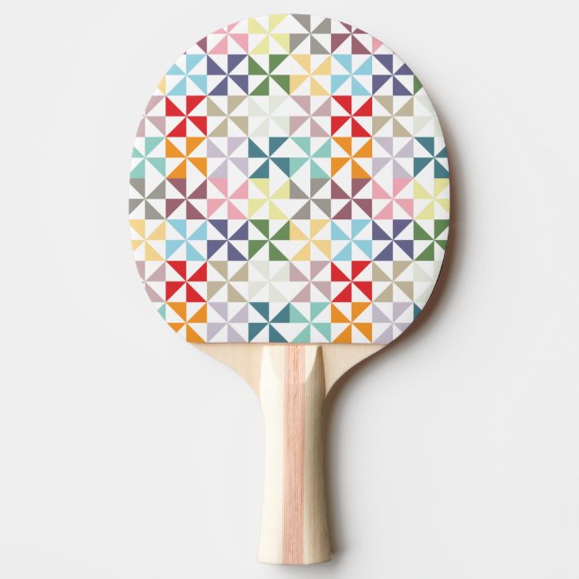 Colourful Geometric Pinwheel Ping Pong Paddle (Front)