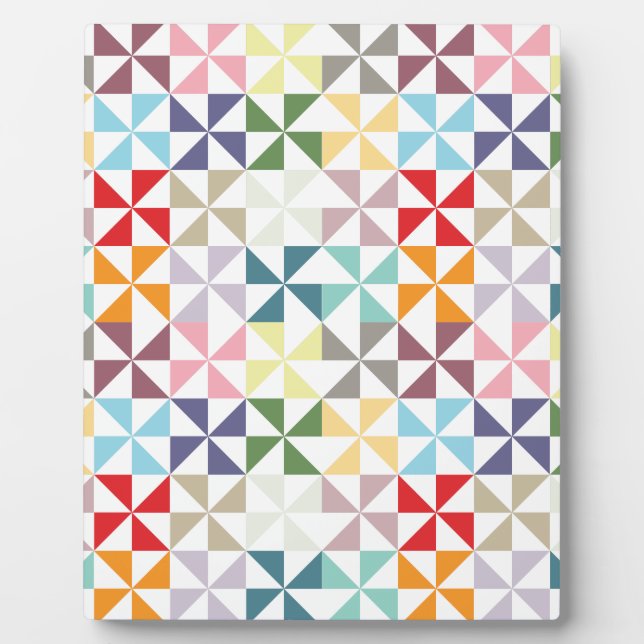 Colourful Geometric Pinwheel Plaque (Front)