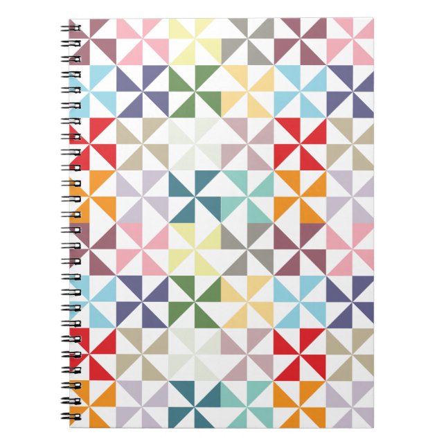 Colourful Geometric Pinwheel Spiral Notebook (Front)
