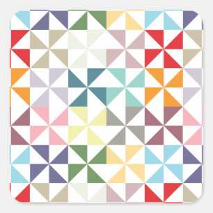 Colourful Geometric Pinwheel Square Sticker