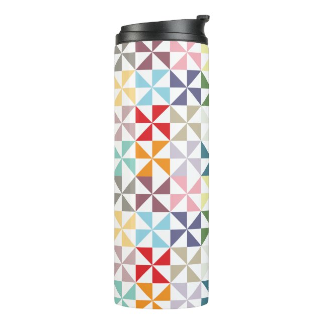 Colourful Geometric Pinwheel Water Bottle (Rotated Left)
