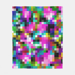 Colourful Geometric Pixel Pixelated Plaid Fleece Blanket