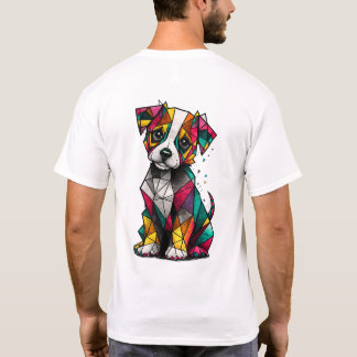 Colourful Geometric Puppy T-Shirt – Modern Dog Art