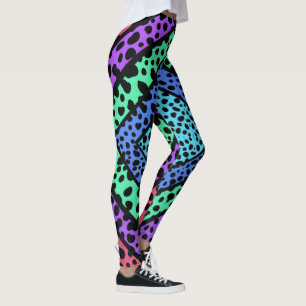 Colourful Geometric Rainbow Cheetah Animal Print Leggings