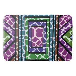 Colourful Geometric Rainbow Giraffe Animal Print Bath Mat