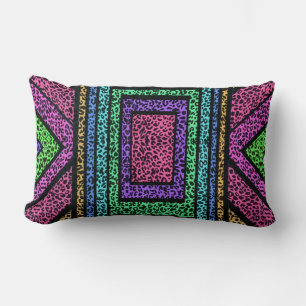 Colourful Geometric Rainbow Leopard Animal Print Lumbar Cushion
