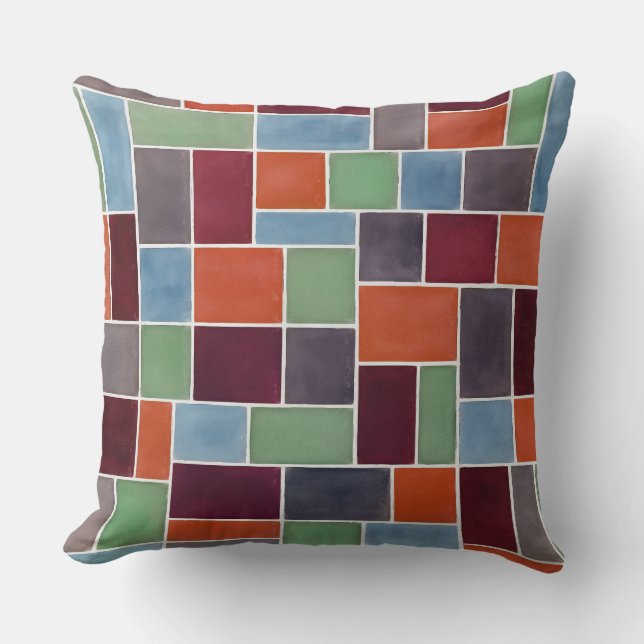 Colourful Geometric Rectangles 8 Cushion (Front)