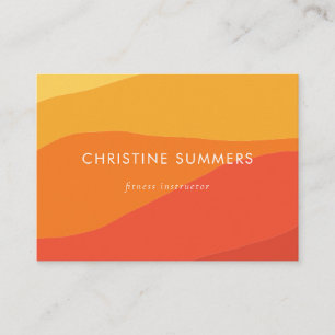 Colourful Geometric Retro Sunny Orange Stripes Business Card