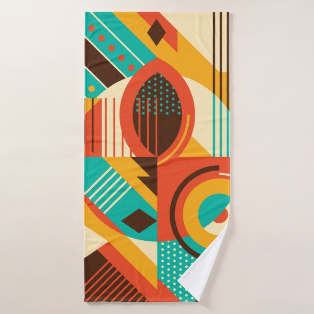 Colourful geometric retro: vintage abstraction. bath towel (Bath Towel)