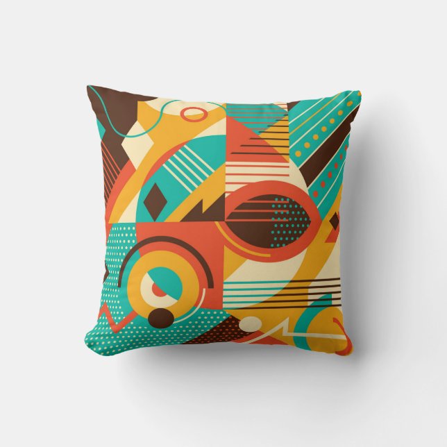 Colourful geometric retro: vintage abstraction. cushion (Front)