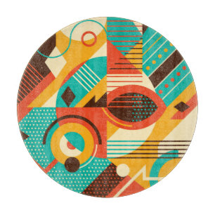 Colourful geometric retro: vintage abstraction. cutting board