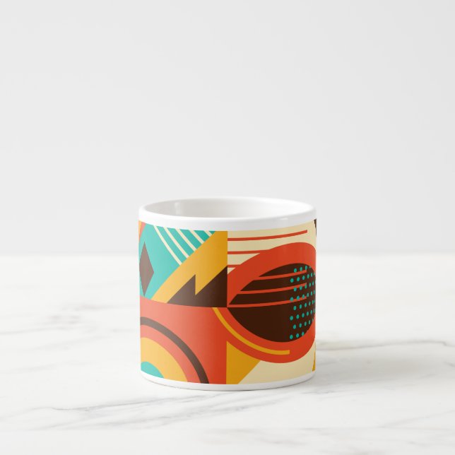 Colourful geometric retro: vintage abstraction. espresso cup (Front)