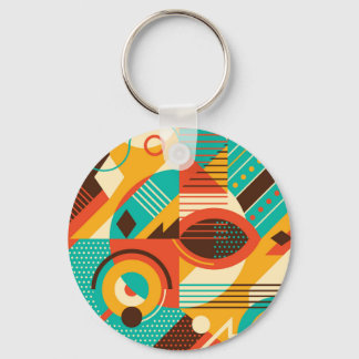Colourful geometric retro: vintage abstraction. key ring