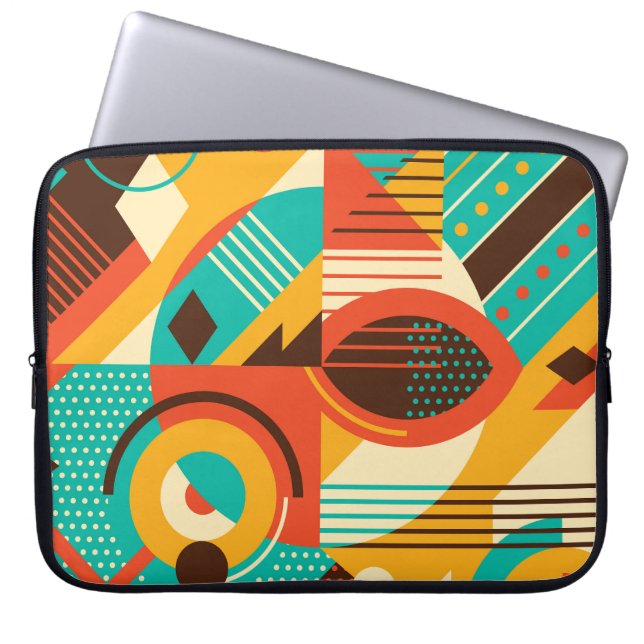 Colourful geometric retro: vintage abstraction. laptop sleeve (Front)