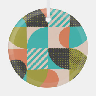 Colourful geometric, Scandinavian style pattern. Glass Tree Decoration