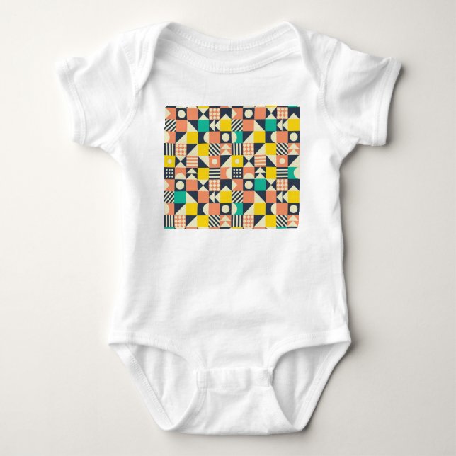 Colourful Geometric Seamless Pattern Baby Bodysuit (Front)