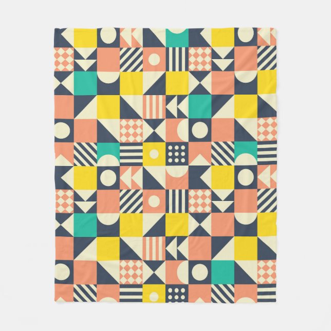 Colourful Geometric Seamless Pattern Fleece Blanket (Front)