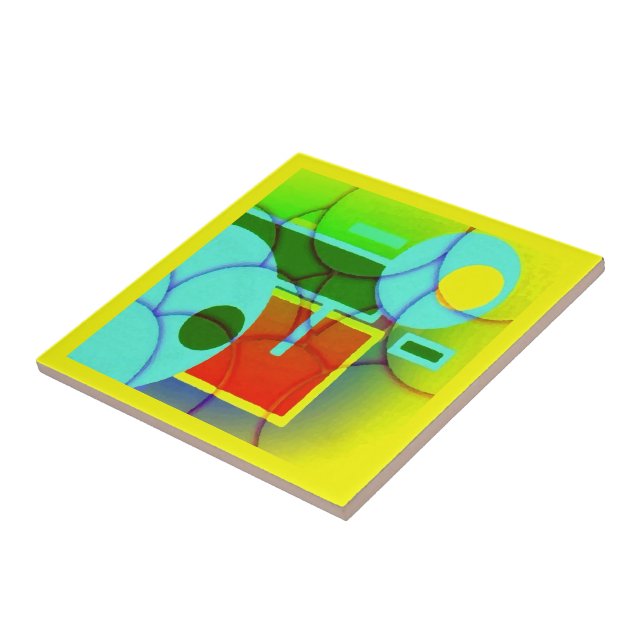 Colourful Geometric Shapes Abstract Art  Tile (Side)