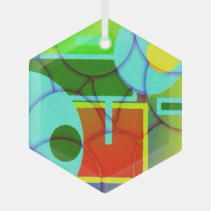 Colourful Geometric Shapes Abstract Suncatcher Art Glass Tree Decoration