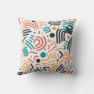 Colourful Geometric Shapes and Circles Seamless Cushion