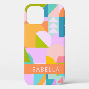 Colourful Geometric Shapes Collage Personalised  iPhone 12 Case