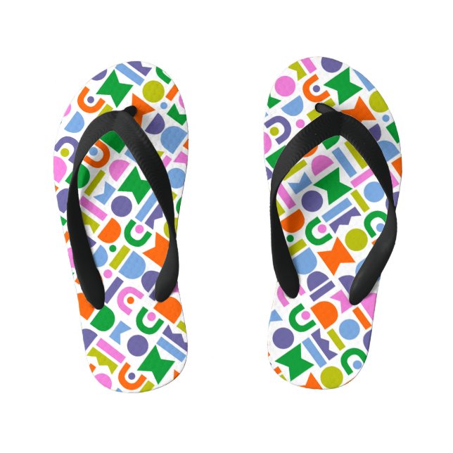Colourful Geometric Shapes Kid's Jandals (Footbed)
