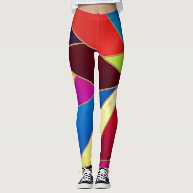 Colourful geometric shapes leggings (Front)