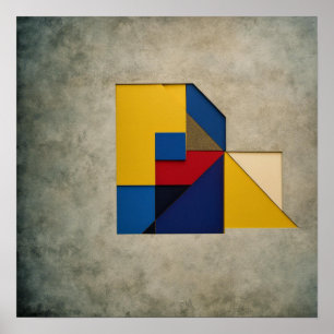 Colourful geometric shapes on a concrete backgroun poster