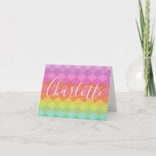 Colourful Geometric Shapes Pastel Personalised    Note Card
