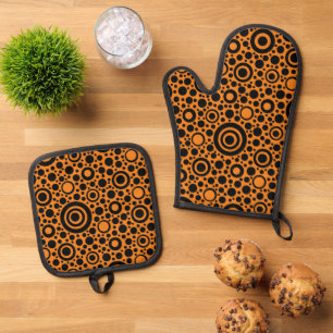 Colourful geometric shapes pattern 9a oven mitt & pot holder set
