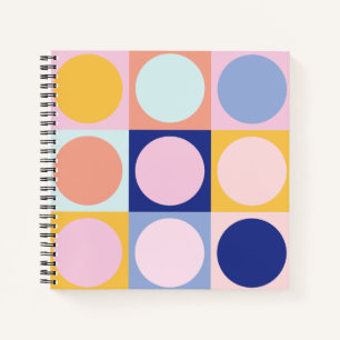 Colourful Geometric Shapes Pattern Pink Blue Yello Notebook